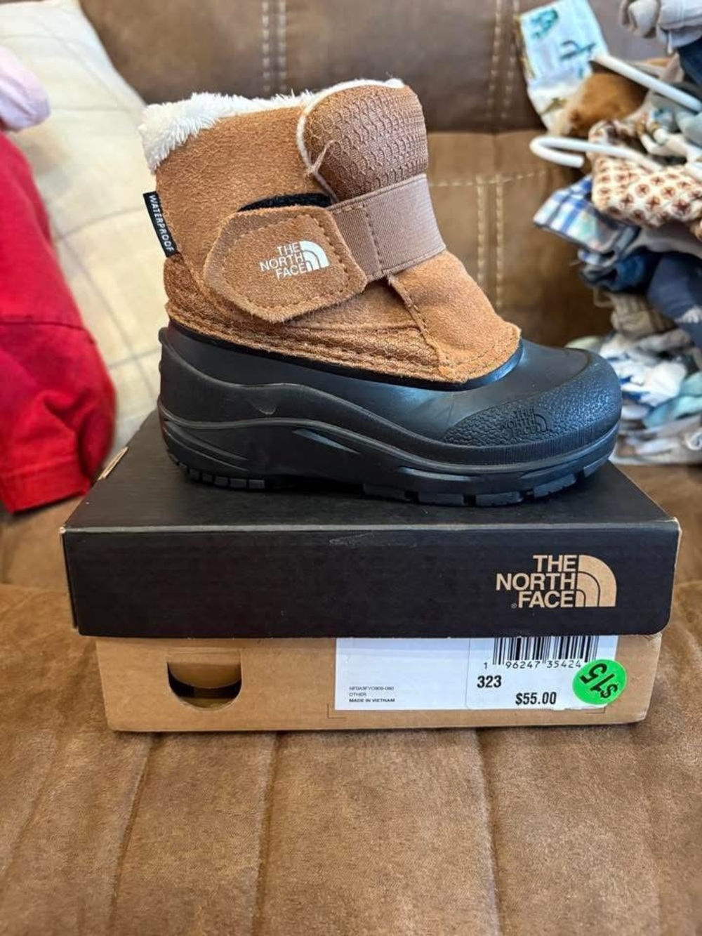The North Face Brown and Black Kids Snow Boot